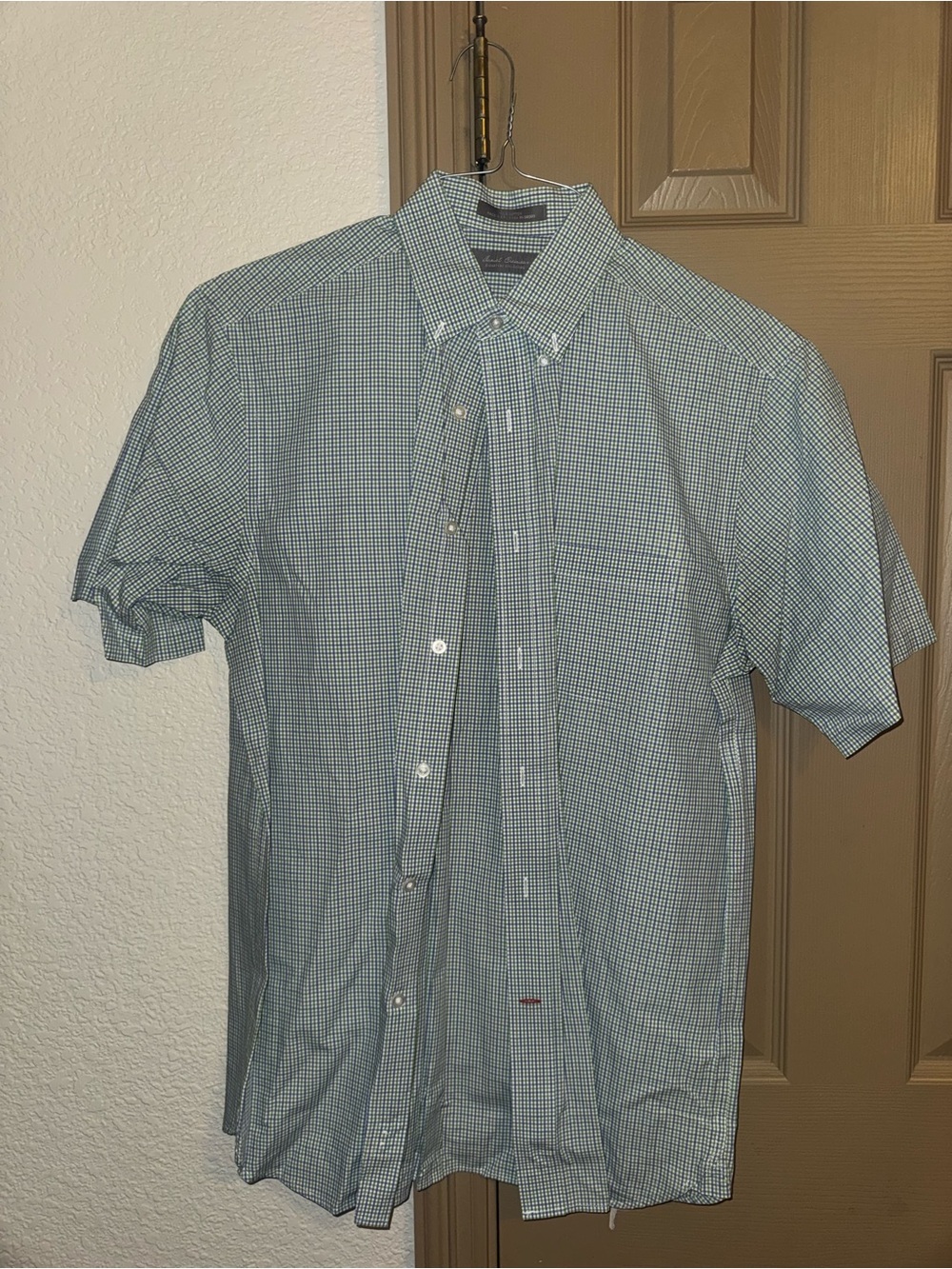 Men's Short-Sleeve Button-Down Check Shirt - Green
